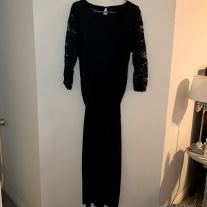 Black lace long romper/jumpsuit